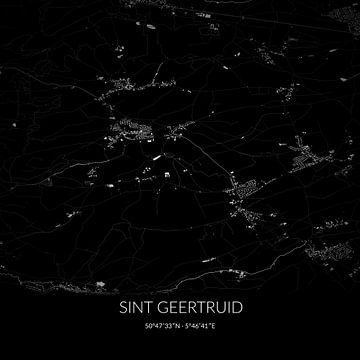 Black-and-white map of Sint Geertruid, Limburg. by Rezona