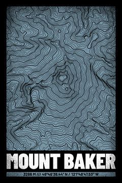 Mount Baker | Topographic Map (Grunge) by ViaMapia