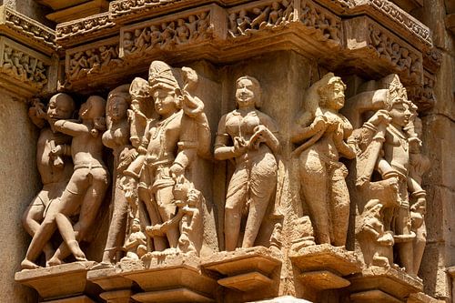 The temple reliefs of Khajuraho in Madhya Pradesh India