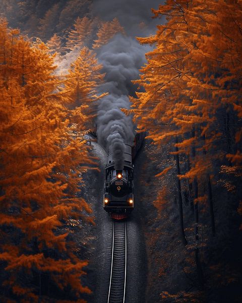 Historischer Zug im Herbstwald von fernlichtsicht