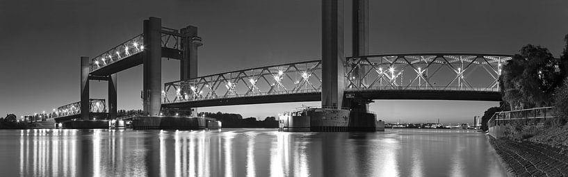 Panorama Spijkenisserbrug zwart/wit van Anton de Zeeuw