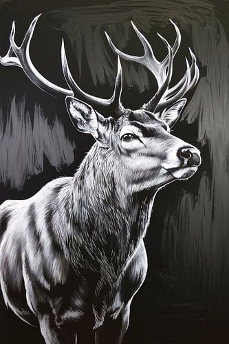 Monochroom hert met gewei