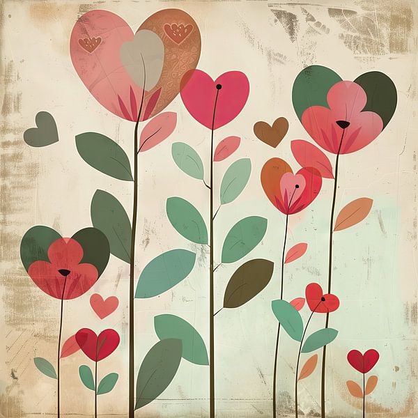 Heart flowers by Poster Art Shop