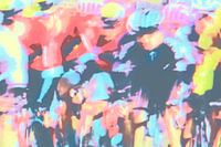 Wielerpeloton in pastelkleuren