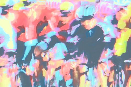 Cycling peloton in pastel colours