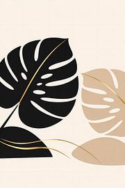 Monstera in Black & Sand Gold – Monstera in Black & Sand Gold by ButterflyPix