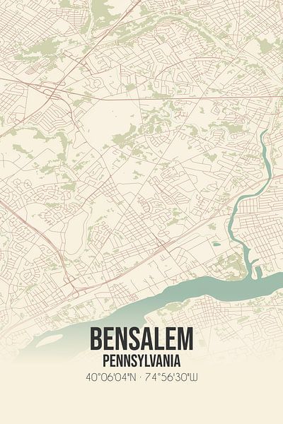 Vintage map of Bensalem (Pennsylvania), USA. by Prints of Place