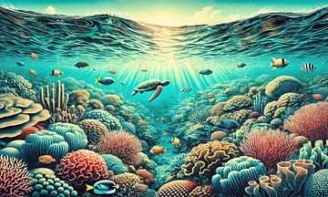 Vintage Australien, Great Barrier Reef Poster von Chromatic Fusion Studio