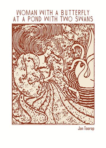 Woman with a Butterfly at a Pond with Two Swans