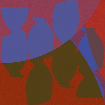 Abstracte organische vormen in paars, groen, blauw, rood III. van Dina Dankers