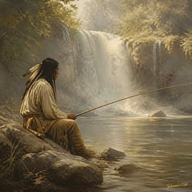 Fischer am Wasserfall von Johannas Art Creations