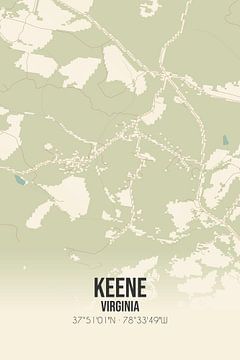 Vintage landkaart van Keene (Virginia), USA. van MijnStadsPoster