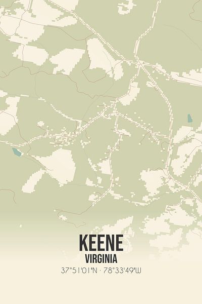 Vintage map of Keene (Virginia), USA. by Prints of Place