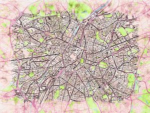 Karte von Brussel im stil 'Soothing Spring'