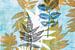 Komposition von Blättern auf blauem Hintergrund von Lida Bruinen