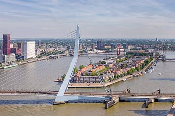 De Erasmusbrug en het Noordereiland vanaf World Port Center in Rotterdam van Annette Roijaards