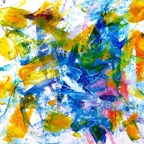 Jaune et bleu | Peinture abstraite dynamique