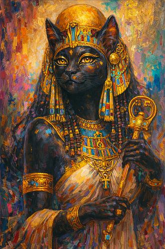 Bastet Egyptische katten Godin schilderij.