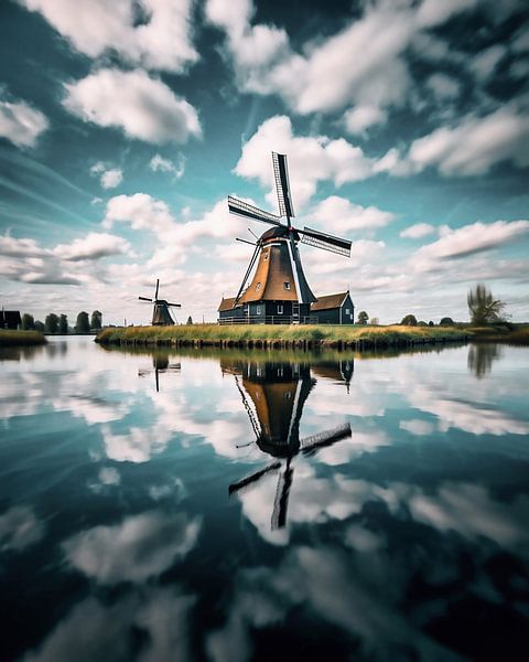 Windmühle an der Gracht von fernlichtsicht