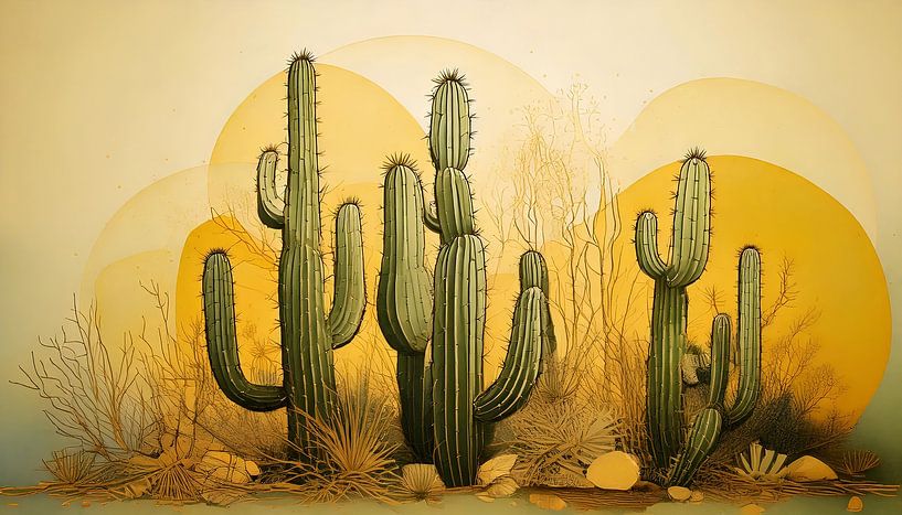 Un paysage désertique avec des cactus par Martine Affre Eisenlohr