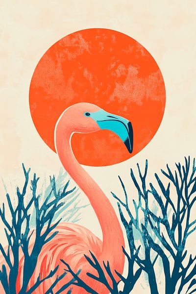 Flamingo in the sunset - play of colours by Poster Art Shop