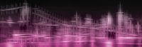 Stad Vormen SKYLINE van MANHATTAN EN de BROOKLYN BRIDGE | roze van Melanie Viola thumbnail