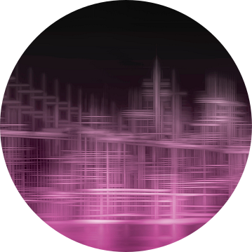 Stad Vormen SKYLINE van MANHATTAN EN de BROOKLYN BRIDGE | roze van Melanie Viola