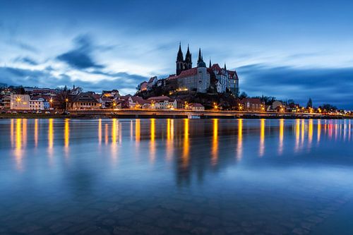 Meissen Albrechtsburg castle at blue hour