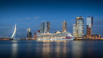 Rotterdamer Skyline Wilhelminapier Erasmusbrücke von Niels Dam