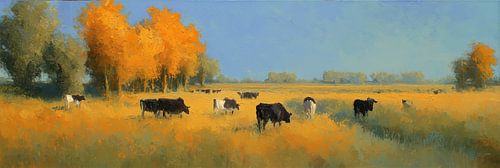 Cows | Golden Meadow by Art Whims