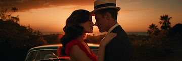 Lana Del Rey & Frank Sinatra - Romantische Flitterwochen bei Sonnenuntergang Leinwand von Surreal Media