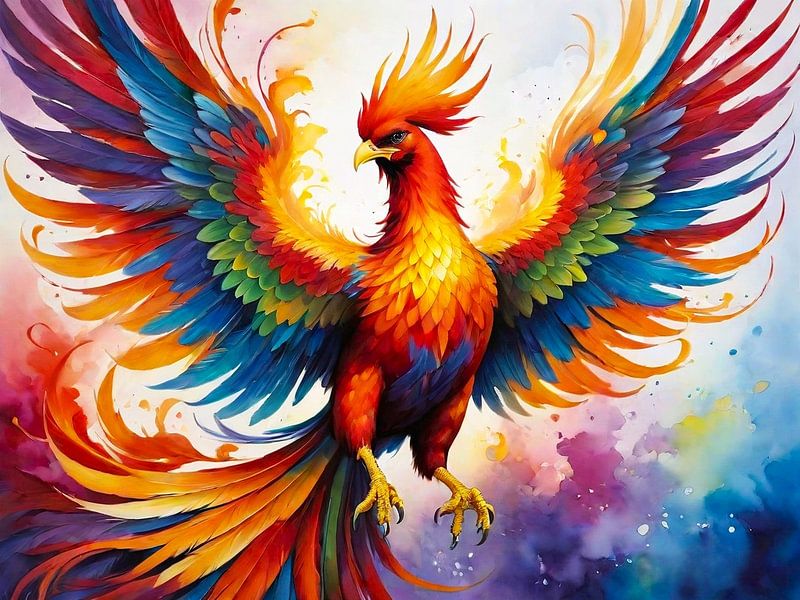 Phoenix volant en peinture colorée par A.D. Digital ART