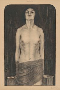 Simon Moulijn, Stehende Frau mit entblößtem Oberkörper, Vampir, 1916