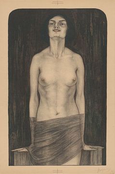 Simon Moulijn, Staande vrouw met ontbloot bovenlichaam, Vampier, 1916