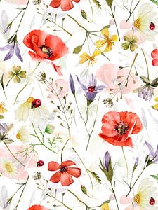 Mohn und Wildblumen Wiese von Floral Abstractions