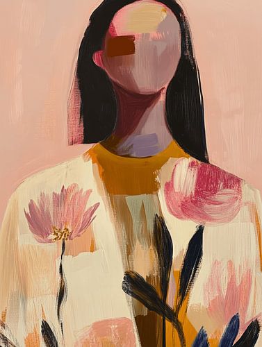 Abstract portret in pastelkleuren