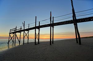 Échafaudage au Cap Nord (Texel) au lever du soleil