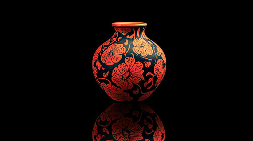 Decoratieve oranje vaas panorama illustratie