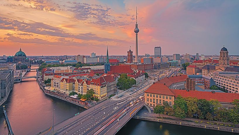 Sonnenuntergang in Berlin von Henk Meijer Photography