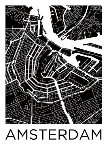 Amsterdam Grachtengordel | Stadskaart ZwartWit