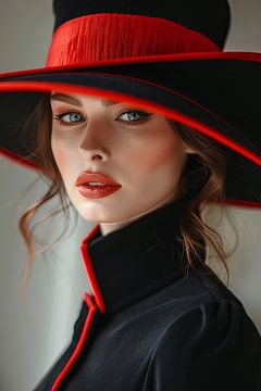 femme avec chapeau et lèvres rouges sur Egon Zitter