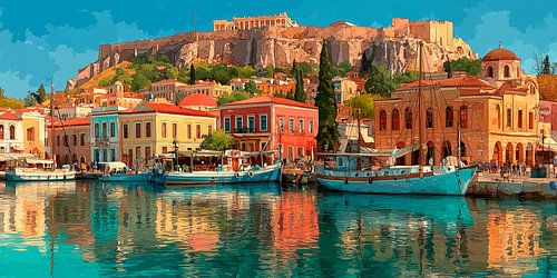 Athens Acropolis harbour at the golden hour