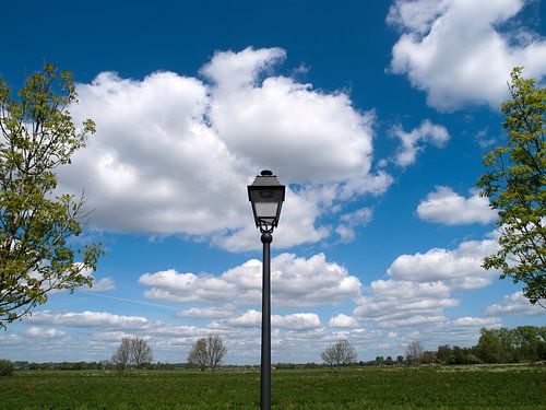 Straatlantaarn in weiland