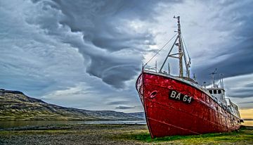 Gestrand schip, Patreksfjörður, IJsland van Nico  Calandra
