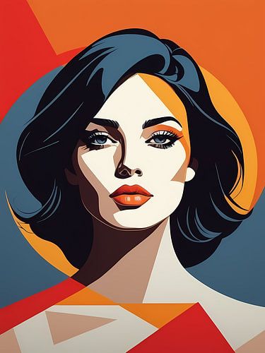 Pop Art Vrouwenportret Abstract Geometrische Kunst
