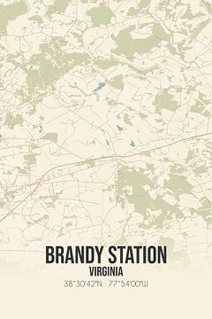 Vintage landkaart van Brandy Station (Virginia), USA. van MijnStadsPoster