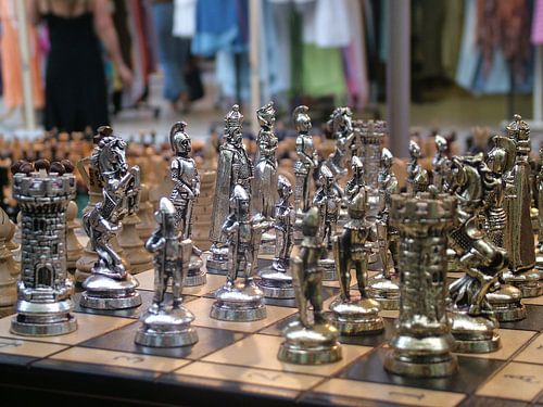 Schaakspel met stralende spelers