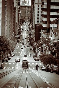 Zwart-wit kabelbaan San Francisco van Daniel Fehr