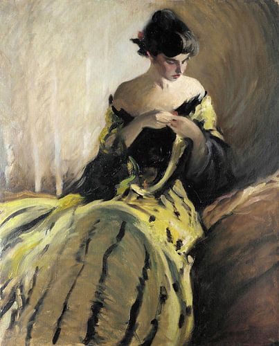 John White Alexander, John White-Studie in zwart en groen (Olie Sketch)