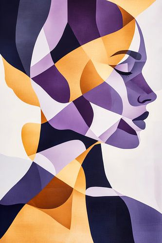 Portrait abstrait en puzzle de couleurs